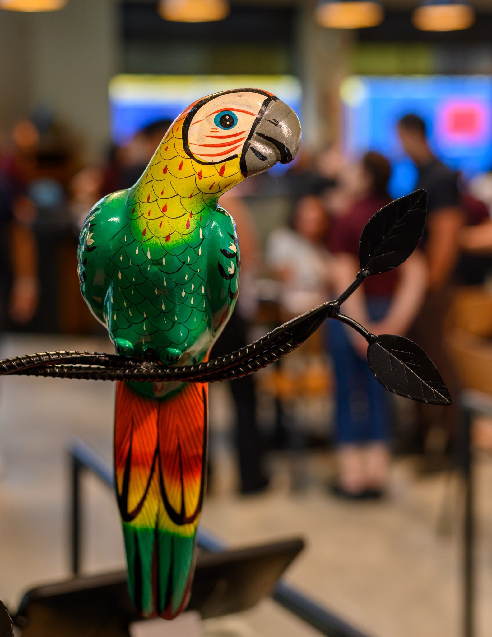 Don Perico parrot artwork inside the restaurant